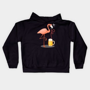 Flamingo Drinking Beer Summer Kids Hoodie